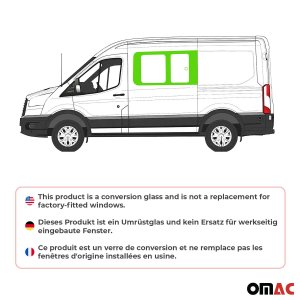 Ford Transit Front Side Sliding Window Glass - Left - Omac - Galaxy - 2015-2025